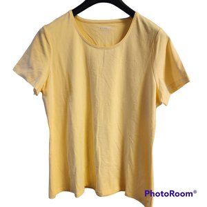 Kim Rogers Size L Yellow T Shirt 95% Cotton 5% Spandex Short Sleeves Round Neck
